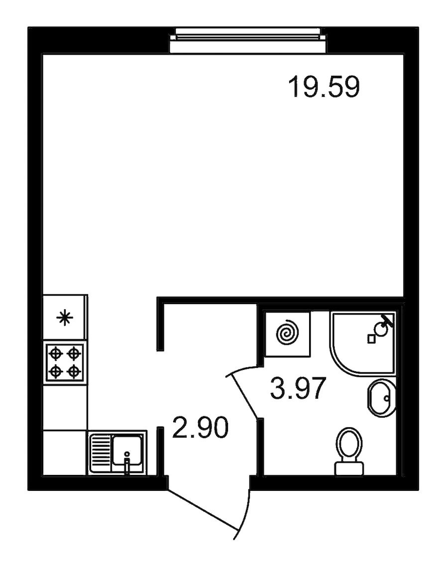 Квартира студия 26.46 м², 1/15 эт., ЖК «Новые горизонты»